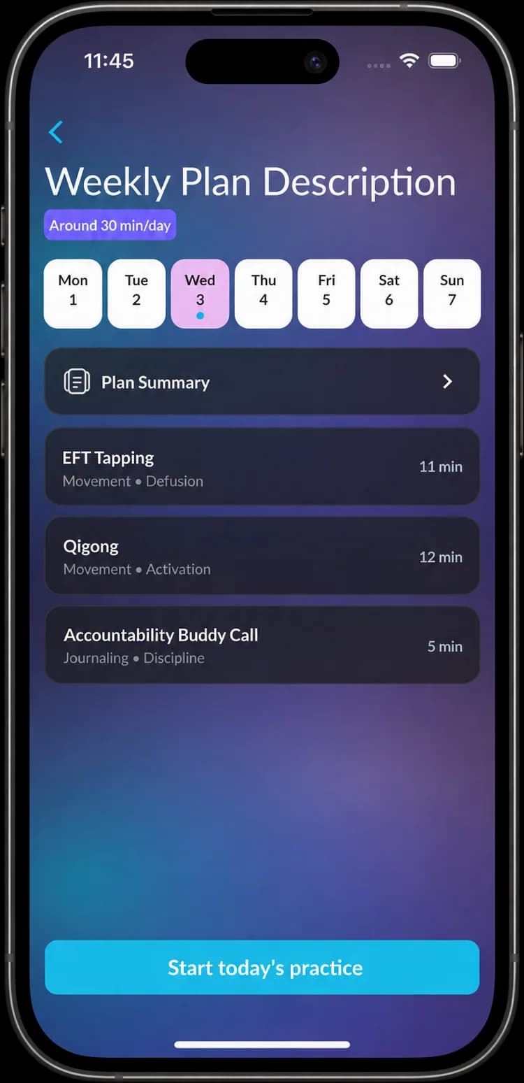 The Weekly Plan screen in Breathtaking