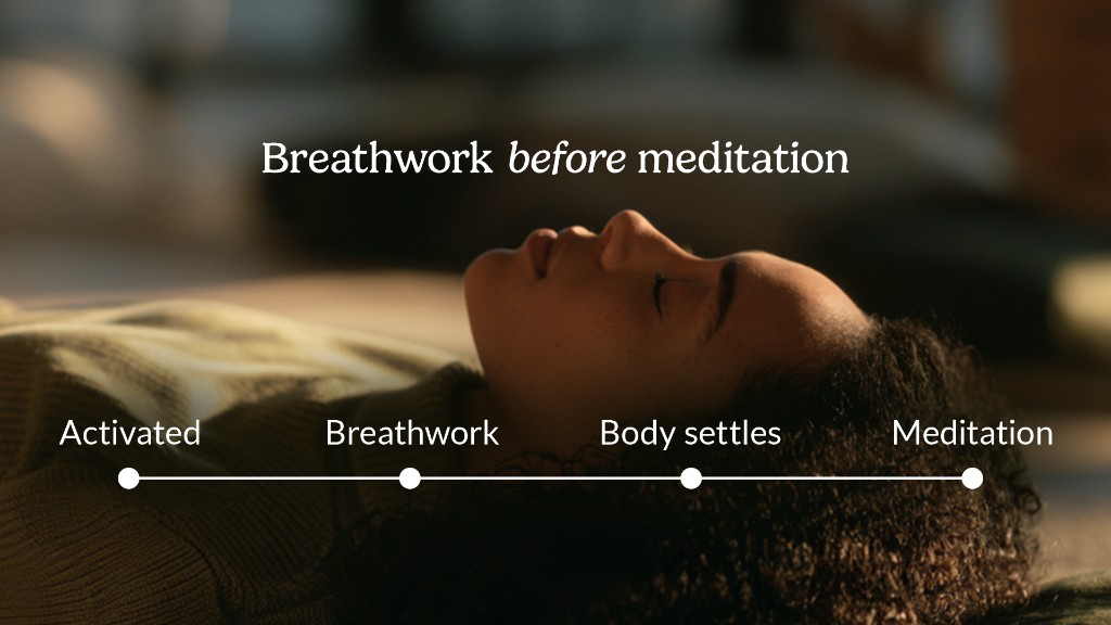 Breathwork before meditation: from activated, through breathwork, until the body settles
